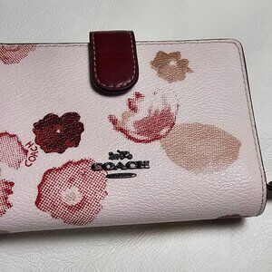 Authentic COACH Medium Corner Zip Wallet In Signature Canvas